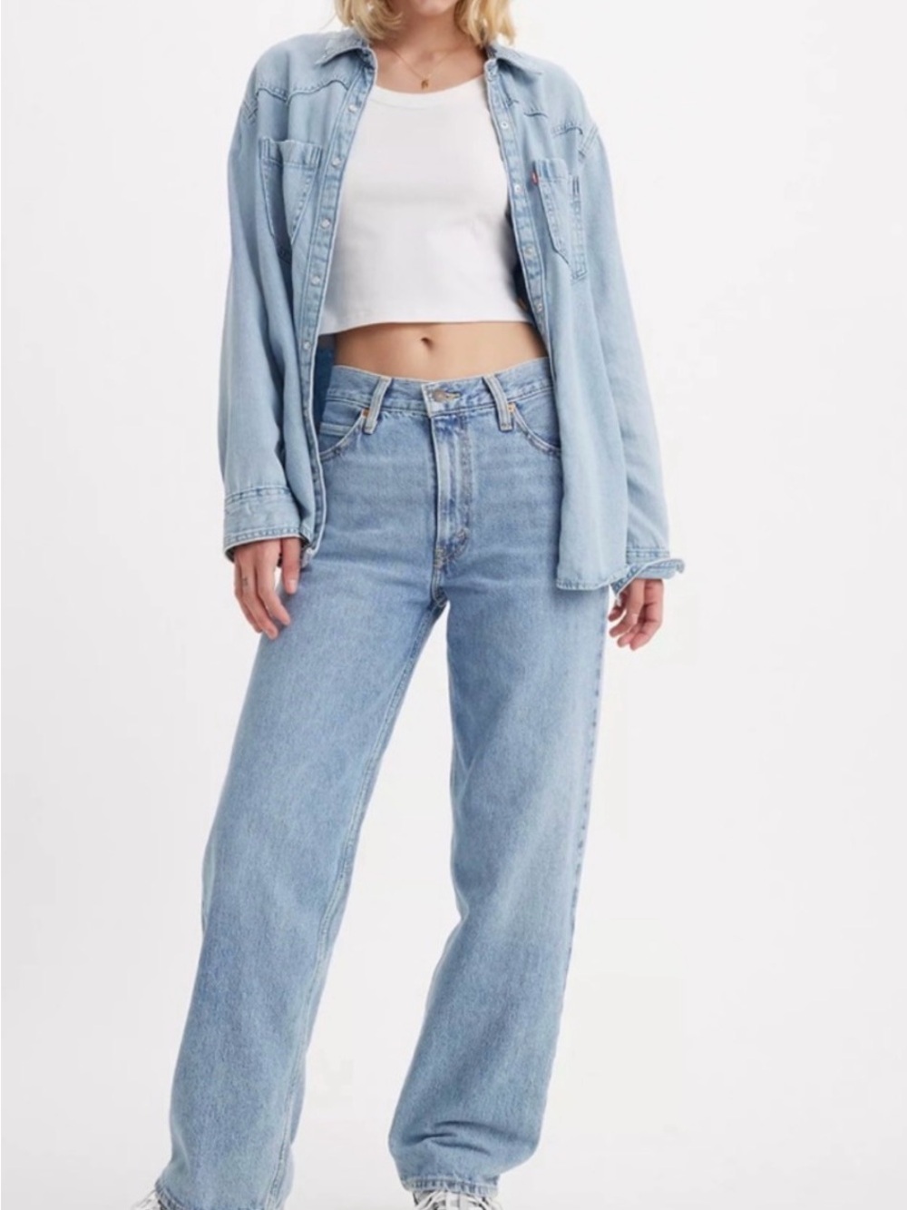 Levi’s Light Blue High-Rise Straight Leg Dad Jeans - color in Charlie Boy
